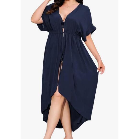 In’ Voland Beach Pool Swimsuit Coverup Navy Blue Size 16W - Picture 1 of 7